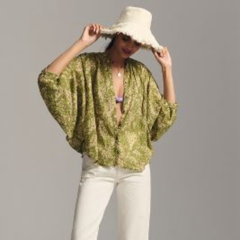 ANTHROPOLOGIE PILCRO PRINTED BATWING BLOUSE